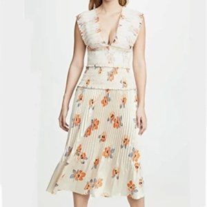 NWT $648 NICHOLAS Cross Front Smocked Midi Dress - Sz 8